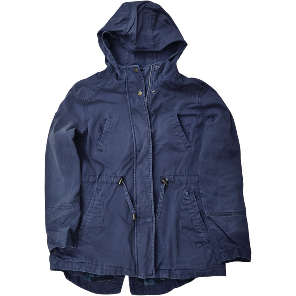 Maralyn & Me Navy Blue‎ Utility Jacket Aztec Hooded Medium
